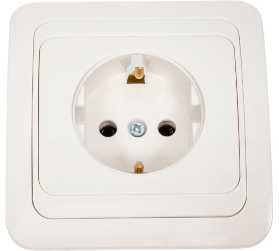 Розетка Smartbuy 1-местная с заземлением 16А белая, керамика Марс SBE-02w-16-S1-Z-c 1