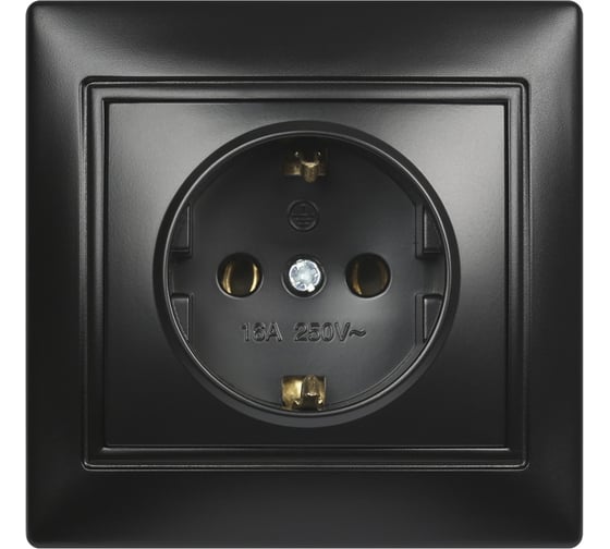 Розетка Smartbuy 1-местная с заземлением 16А черная, Венера SBE-01b-16-S1-Z-c 1