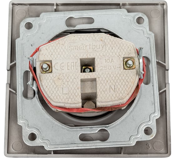 Розетка Smartbuy 1-местная без заземления 10А черная, Венера SBE-01b-10-S1-N-c