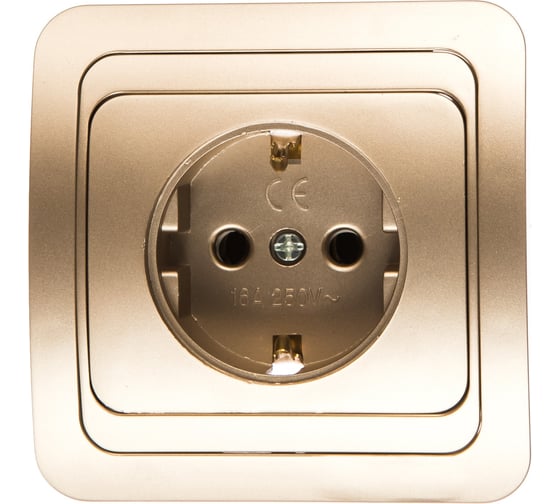 Розетка Smartbuy 1-местная с заземлением 16А шампань Марс SBE-02c-16-S1-Z-c