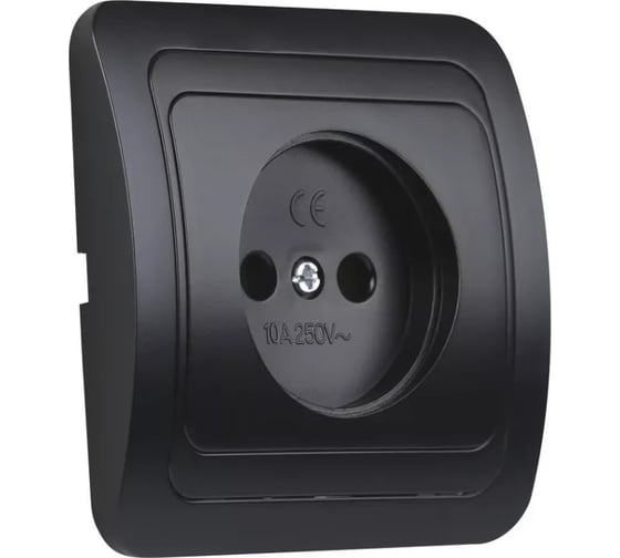 Розетка Smartbuy 1-местная без заземления 10А черная Марс SBE-02b-10-S1-N-c