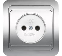 Розетка Smartbuy 1-местная без заземления 10А серебро Марс SBE-02s-10-S1-N-c