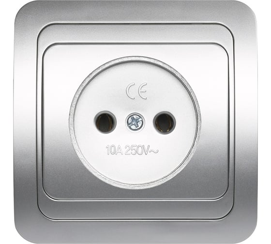 Розетка Smartbuy 1-местная без заземления 10А серебро Марс SBE-02s-10-S1-N-c