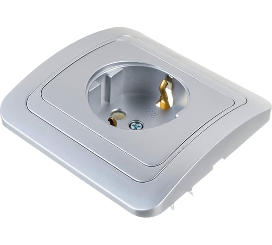 Розетка Smartbuy 1-местная с заземлением 16А серебро Марс SBE-02s-16-S1-Z-c