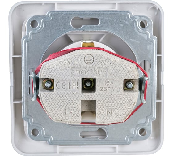 Розетка Smartbuy 1-местная с заземлением 16А серебро Марс SBE-02s-16-S1-Z-c