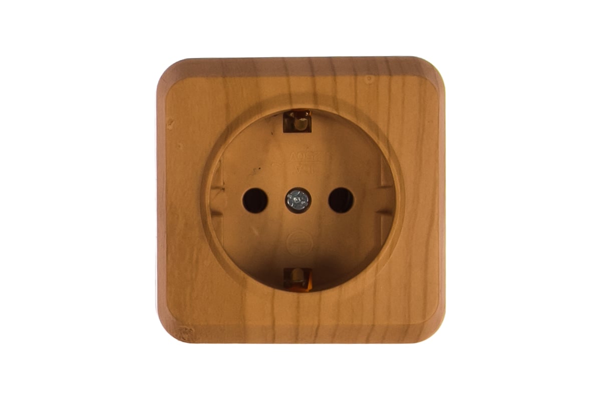 Розетка Smartbuy 1-местная 16А с заземлением светлое дерево Юпитер SBE ...