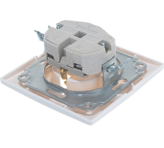 Розетка Smartbuy 1-местная с заземлением 16А белая, керамика Венера SBE-01w-16-S1-Z-c