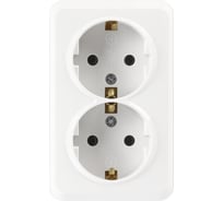 Розетка Smartbuy 2-местная 16А с заземлением белая Юпитер SBE-03w-16-S2-Z