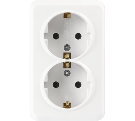Розетка Smartbuy 2-местная 16А с заземлением белая Юпитер SBE-03w-16-S2-Z
