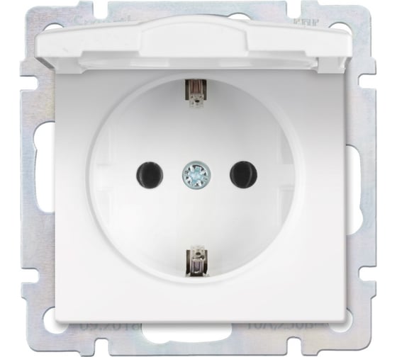Розетка Smartbuy с заземлением и крышкой 16А, белая Нептун SBE-05w-16-S1-ZK 1