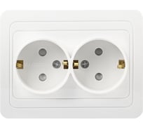 Розетка Smartbuy 2-местная с заземлением 16А белая с защитными шторками Марс SBE-02w-16-S2-1Z