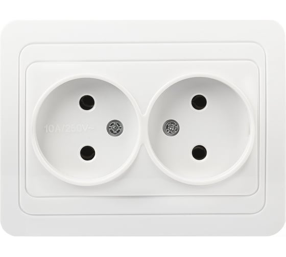 Розетка Smartbuy 2-местная без заземления 10А белая Марс SBE-02w-10-S2-N