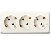 Розетка Smartbuy 3-местная 16А с заземлением белая Юпитер SBE-03w-16-S3-Z