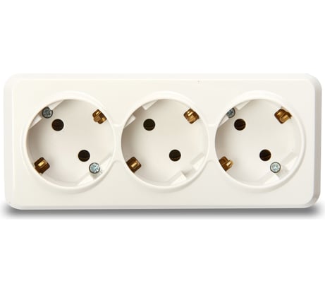 Розетка Smartbuy 3-местная 16А с заземлением белая Юпитер SBE-03w-16-S3-Z
