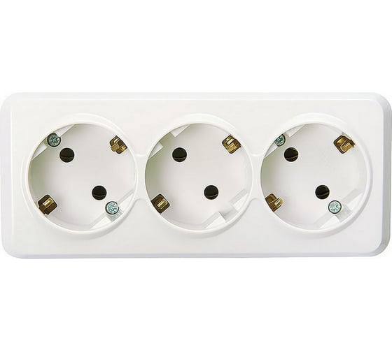 Розетка Smartbuy 3-местная 16А с заземлением белая Юпитер SBE-03w-16-S3-Z