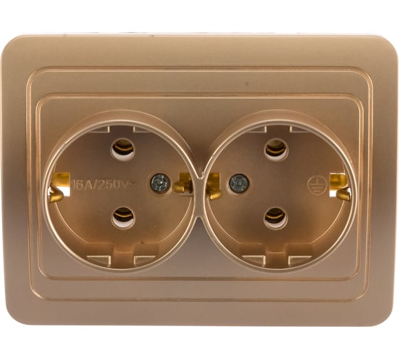 Розетка Smartbuy 2-местная с заземлением 16А шампань, Марс SBE-02c-16-S2-Z-c