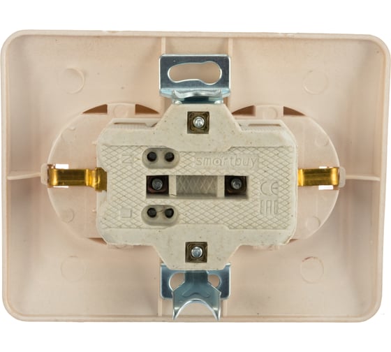 Розетка Smartbuy 2-местная с заземлением 16А шампань, Марс SBE-02c-16-S2-Z-c