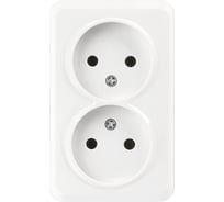 Розетка Smartbuy 2-местная 10А без заземления белая, керамика Юпитер SBE-03w-10-S2-N-c