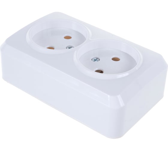 Розетка Smartbuy 2-местная 10А без заземления белая, керамика Юпитер SBE-03w-10-S2-N-c