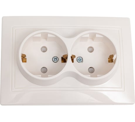 Розетка Smartbuy 2-местная с заземлением 16А белая с защитные шторки Венера SBE-01w-16-S2-1Z-c