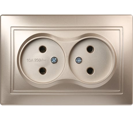 Розетка Smartbuy 2-местная без заземления 10А шампань, Венера SBE-01c-10-S2-N-c