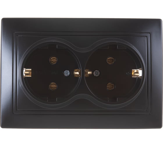 Розетка Smartbuy 2-местная с заземлением 16А черная, Венера SBE-01b-16-S2-Z-c