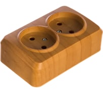 Розетка Smartbuy 2-местная 10А без заземления светлое дерево Юпитер SBE-03lw-10-S2-N