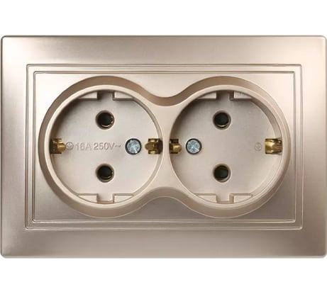 Розетка Smartbuy 2-местная с заземлением 16А шампань, Венера SBE-01c-16-S2-Z-c