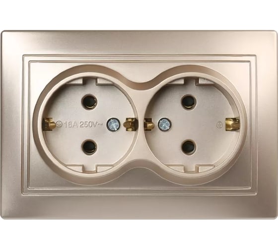 Розетка Smartbuy 2-местная с заземлением 16А шампань, Венера SBE-01c-16-S2-Z-c 1