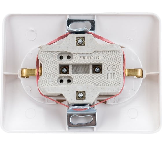 Розетка Smartbuy 2-местная с заземлением 16А белая, керамика Марс SBE-02w-16-S2-Z-c