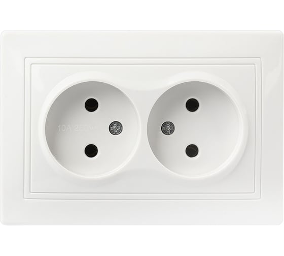 Розетка Smartbuy 2-местная без заземления 10А белая, керамика Венера SBE-01w-10-S2-N-c