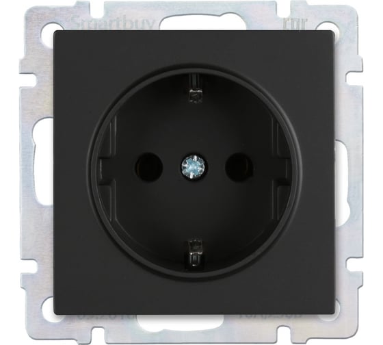 Розетка Smartbuy с заземлением 16А черная Нептун SBE-05b-16-S1-Z