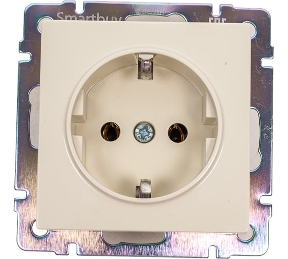 Розетка Smartbuy с заземлением 16А бежевая Нептун SBE-05i-16-S1-Z 1