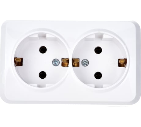 Розетка Smartbuy 2-местная 16А с заземлением белая, керамика Юпитер SBE-03w-16-S2-Z-c