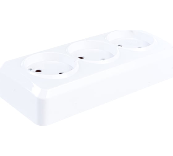 Розетка Smartbuy 3-местная 10А без заземления белая Юпитер SBE-03w-10-S3-N