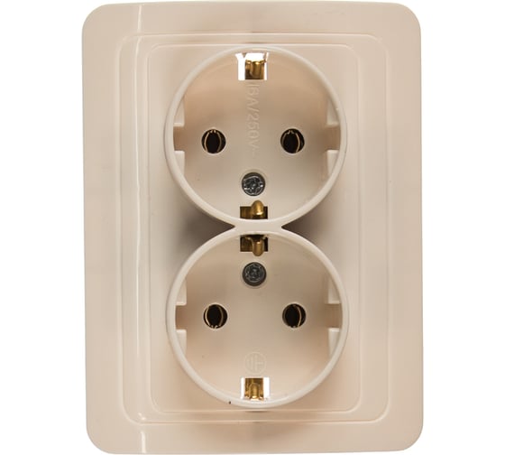 Розетка Smartbuy 2-местная с заземлением 16А белая Марс SBE-02w-16-S2-Z 1