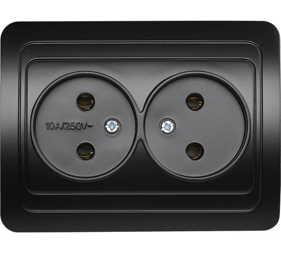 Розетка Smartbuy 2-местная без заземления 10А черная, Марс SBE-02b-10-S2-N-c