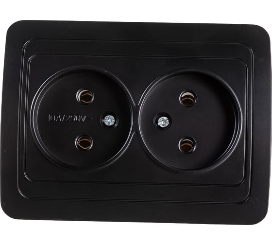 Розетка Smartbuy 2-местная без заземления 10А черная, Марс SBE-02b-10-S2-N-c