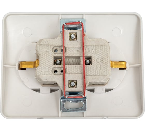 Розетка Smartbuy 2-местная с заземлением 16А серебро, Марс SBE-02s-16-S2-Z-c