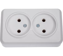 Розетка Smartbuy 2-местная 10А без заземления белая Юпитер SBE-03w-10-S2-N