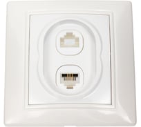 Розетка компьютерная + телефонная Smartbuy RJ45+Phone 1 местная белая Венера SBE-01w-S1-RJPH
