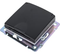 Розетка Smartbuy с заземлением и крышкой 16 А, черная Нептун SBE-05b-16-S1-ZK