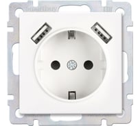 Розетка Smartbuy с заземлением и 2-мя USB 16А белая Нептун SBE-05w-16-S1-USB