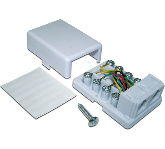 Настенная телефонная розетка TWT 2 порта RJ12, белая, винтовая, SS2-1212-WH