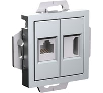 Двойная розетка hdmi+rj45 Systeme Electric Atlasdesign алюминий кат.5е, механизм ATN000382