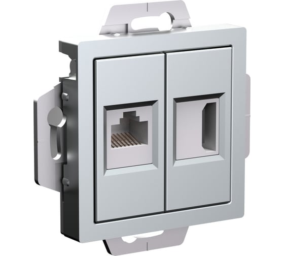 Двойная розетка hdmi+rj45 Systeme Electric Atlasdesign алюминий кат.5е, механизм ATN000382