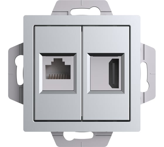 Двойная розетка hdmi+rj45 Systeme Electric Atlasdesign алюминий кат.5е, механизм ATN000382