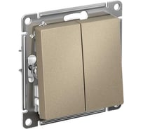 Механизм 2-клавишного перекрестного переключателя Systeme Electric Atlasdesign шампань 2 x сх. 7, 10ах ATN000573