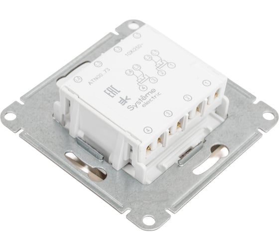 Механизм 2-клавишного перекрестного переключателя Systeme Electric Atlasdesign песочный  2 x сх. 7, 10ах ATN001273