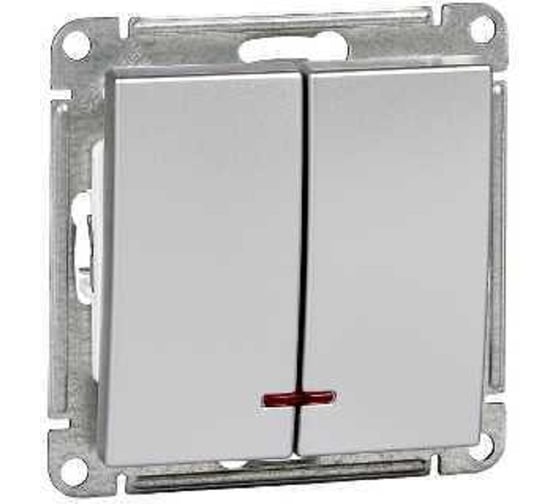 2-клавишный выключатель Systeme Electric Wessen 59 матовый хром 10ах с подсветкой VS510-251-5-86 1
